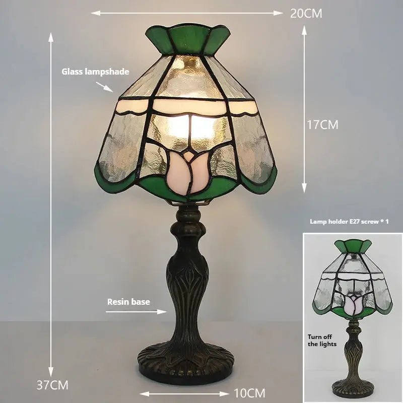 8inch Retro Stained Glass Crown Rose Lampshade Tiffany Desk Lamps for Sale - CTL