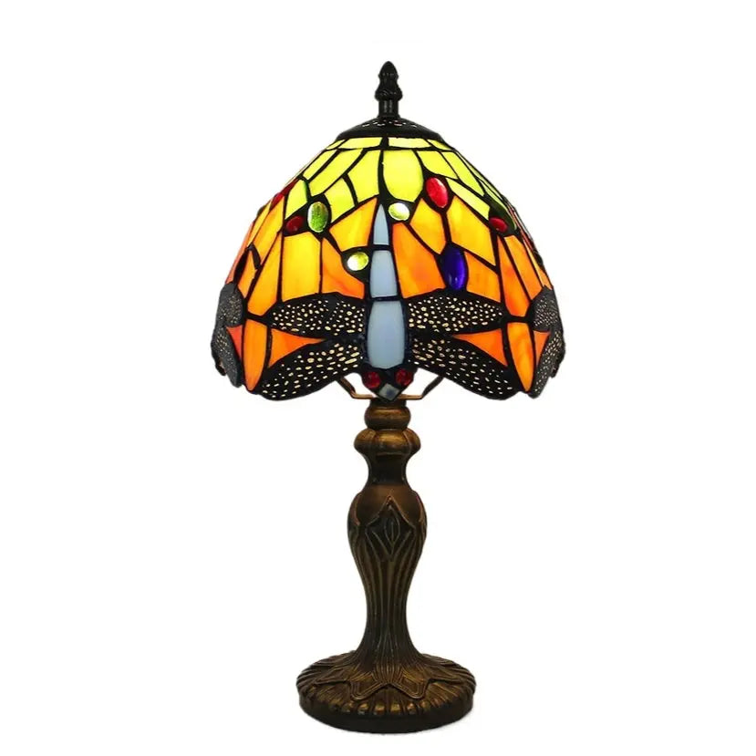8inch Stained Glass Lampshade Small Tiffany Dragonfly Lamp Antique Table Light - CTL