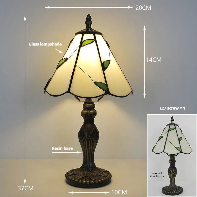 8inch Stained Glass Desk Light Retro Lampshade Small Tiffany Style Lamps - CTL