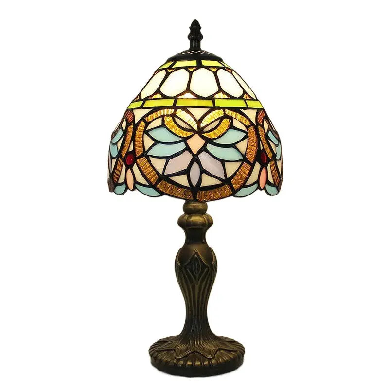 8inch Retro Stained Glass Baroque Lampshade Vintage Tiffany Style Lamps Table Light - CTL