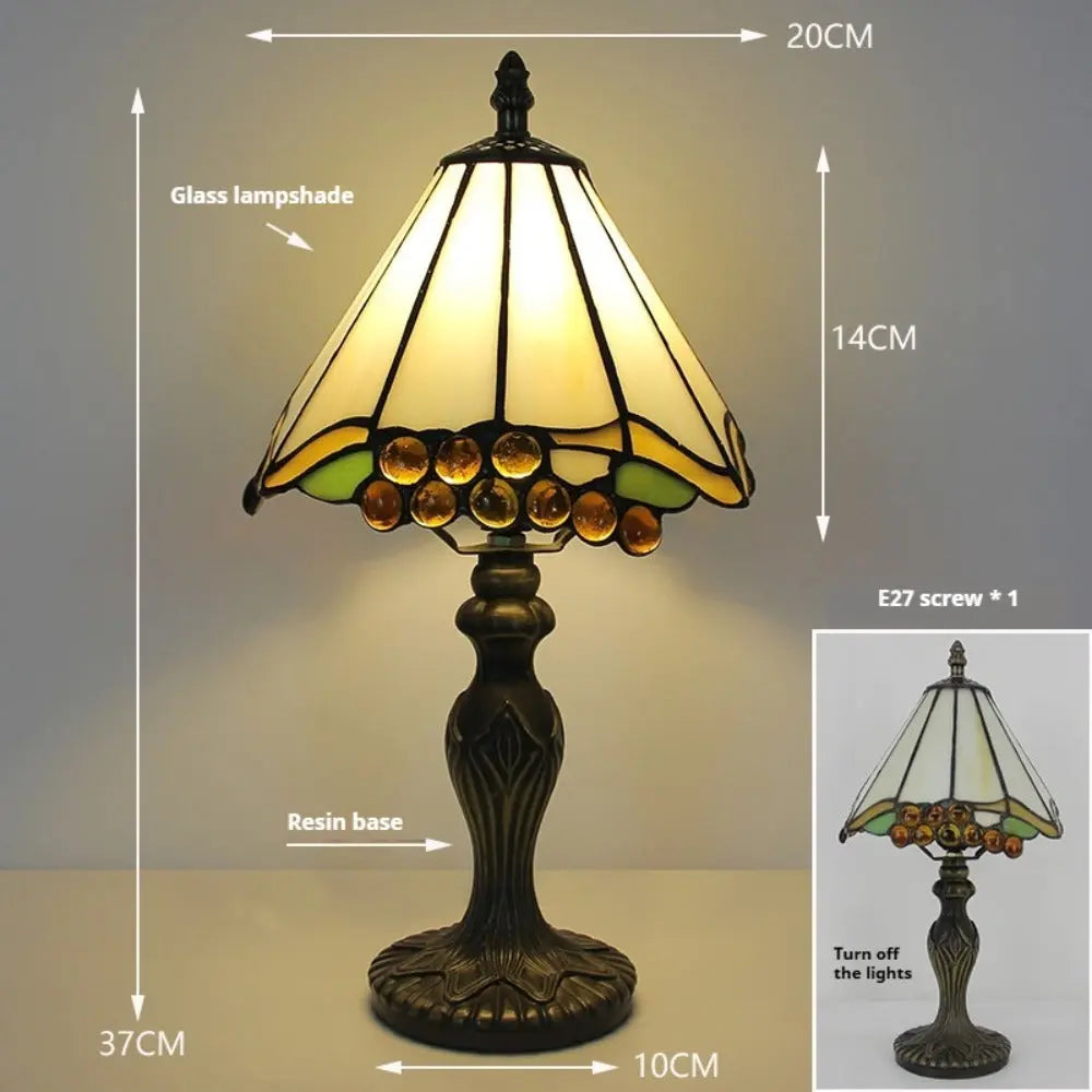8inch Retro Stained Glass Simple Grape Lampshade Small Tiffany Table Lamp - CTL