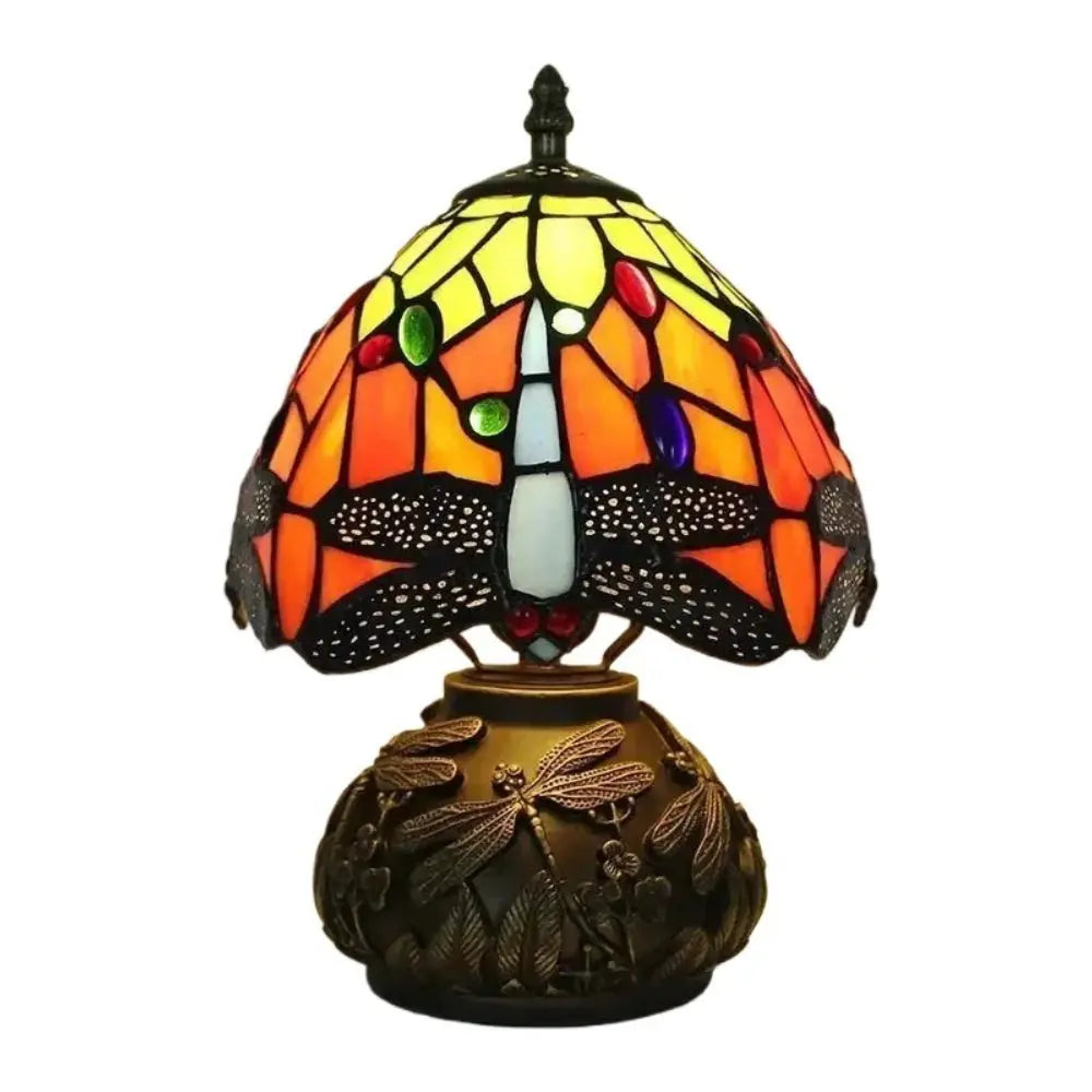 8inch Stained Glass Dragonfly Lampshade Vintage Tiffany Table Lamp
