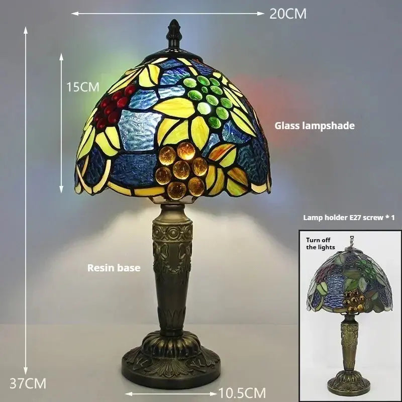 8inch Stained Glass Grapes Flower Lampshade Tiffany Inspired Table Lamps - CTL