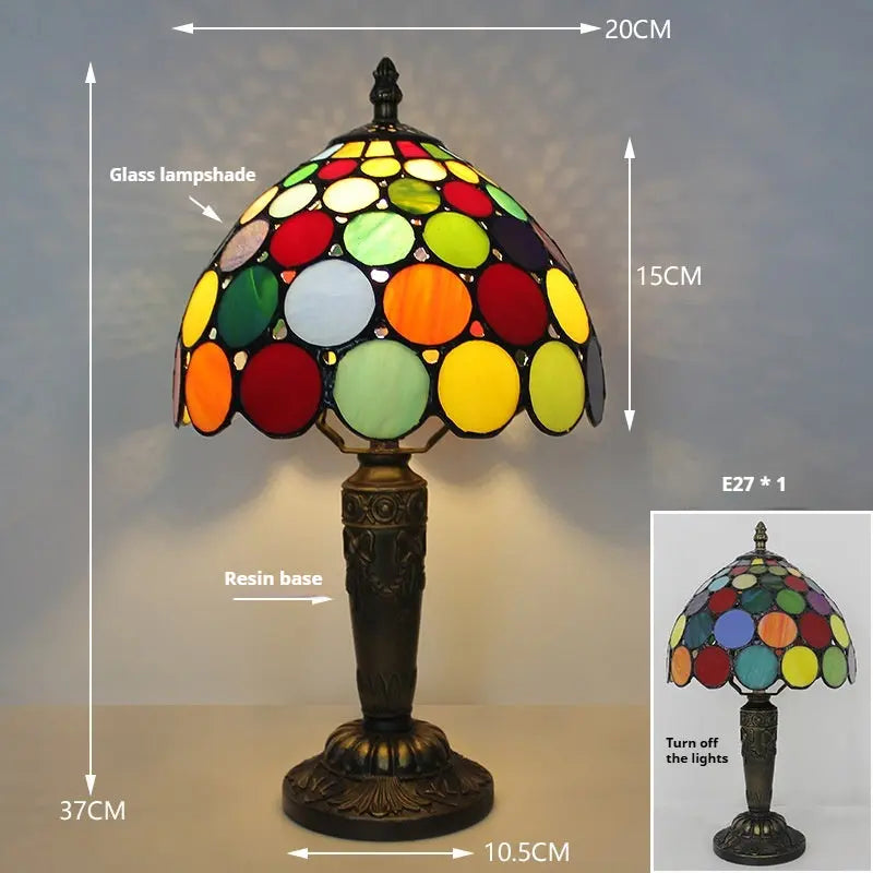 8inch Antique Stained Glass Table Lamp Pastoral Floral Lampshade Tiffany Desk Light - CTL