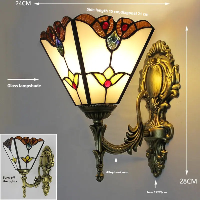 8inch Stained Glass Square Baroque Lampshade Wall Sconce Square Tiffany Lamp - CTL