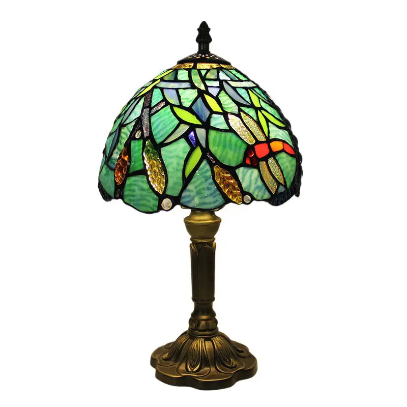 8inch Stained Glass Wheat Ear Lampshade Vintage Tiffany Dragonfly Lamp - CTL