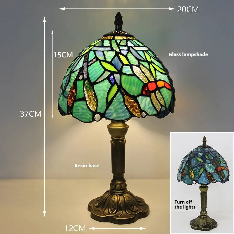 8inch Stained Glass Wheat Ear Lampshade Vintage Tiffany Dragonfly Lamp - CTL
