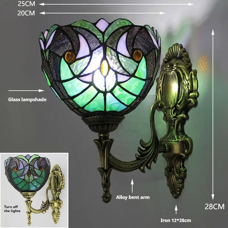 8inch Tiffany Art Deco Lamp Stained Glass Lampshade Wall Sconce - CTL