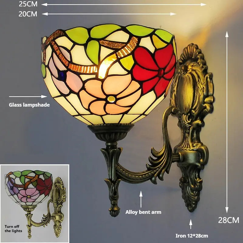8inch Tiffany Outdoor Wall Lights Stained Glass Flowers Wall Lamps - CTL