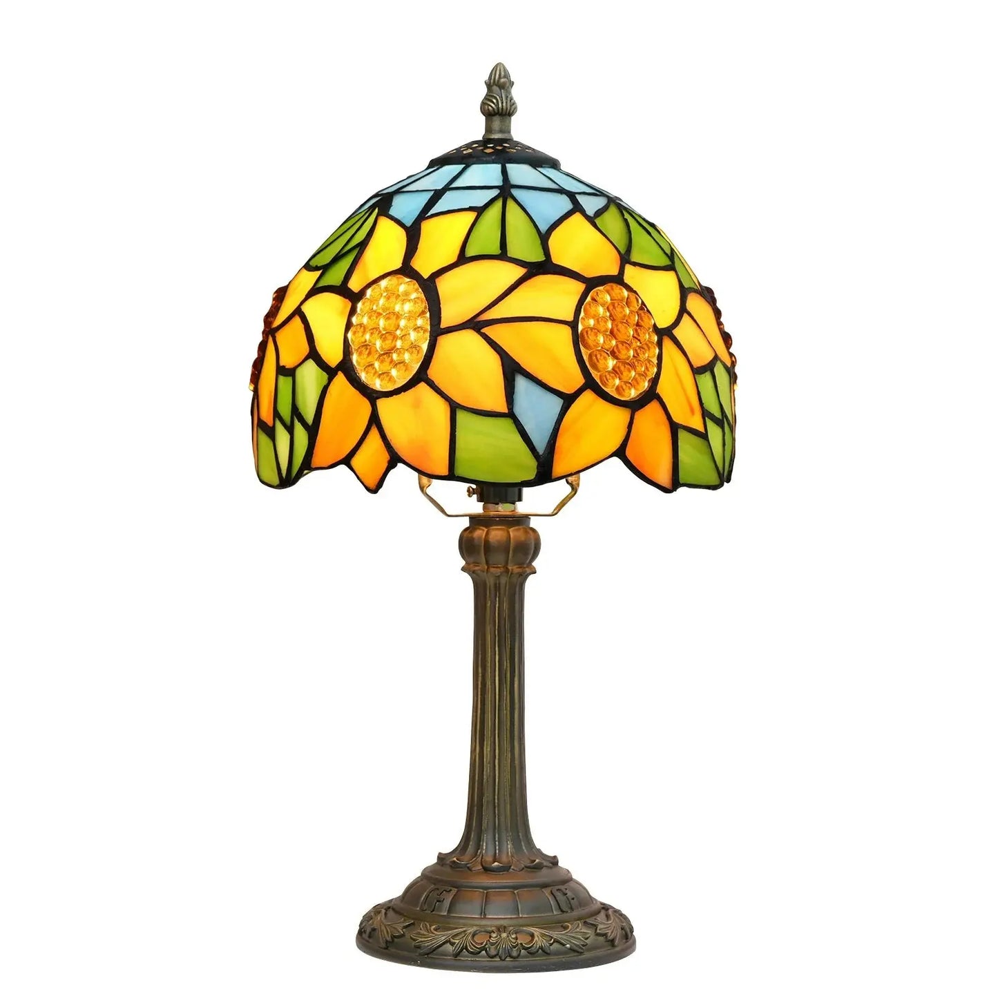 8inch Tiffany Stained Glass Garden Sunflower Lampshade Bedroom Bedside Light - CTL