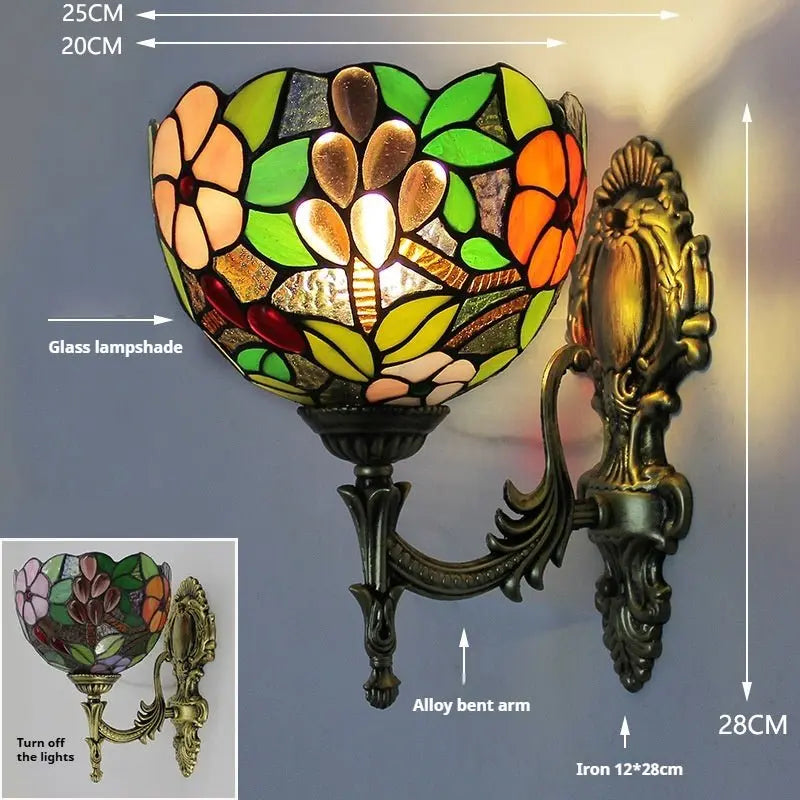 8inch Tiffany Tiffany Glass Wall Lights Stained Glass Grapes Floral Wall Sconce - CTL