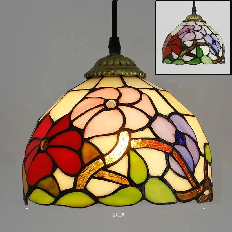 8inch Vintage Flower Floral Lampshade Small Tiffany Pendant Light - CTL
