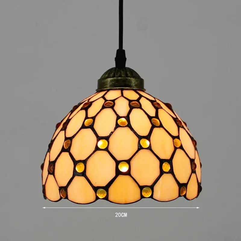 8inch Vintage Pink Beads Lampshade Small Tiffany Pendant Lights - CTL