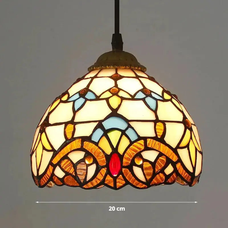 8inch Vintage Tiffany Stained Glass Baroque Lampshade Small Pendant Light - CTL
