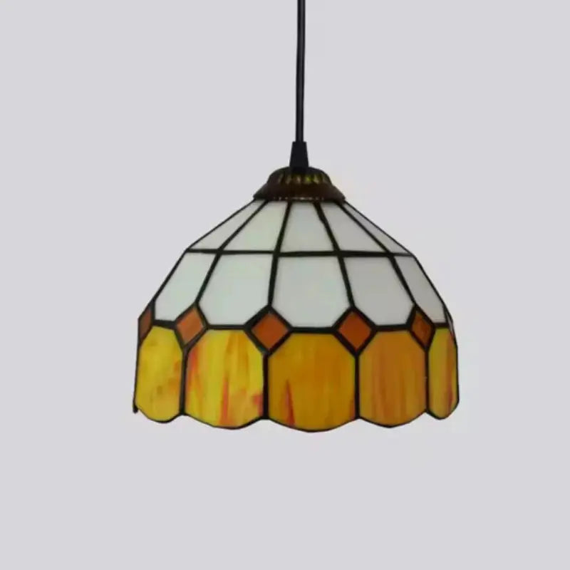 8inch Vintage Stained Glass Orange Lampshade Tiffany Style Mini Pendant Lights - CTL