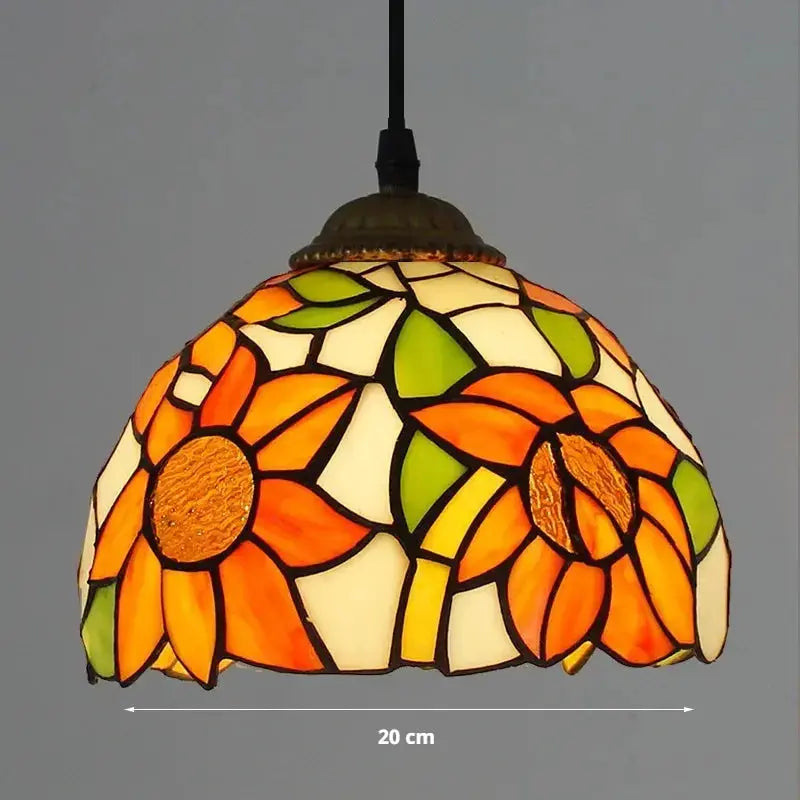 8inch Stained Glass Sunflower Lampshade Tiffany Kitchen Pendant Lights - CTL