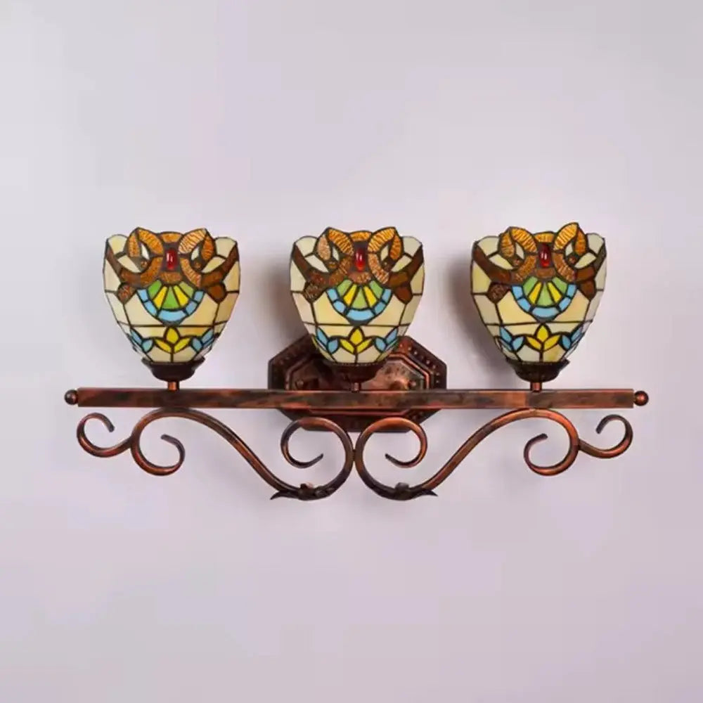 Tiffany Style Wall Sconce with Baroque Stained Glass Lampshade - CTL