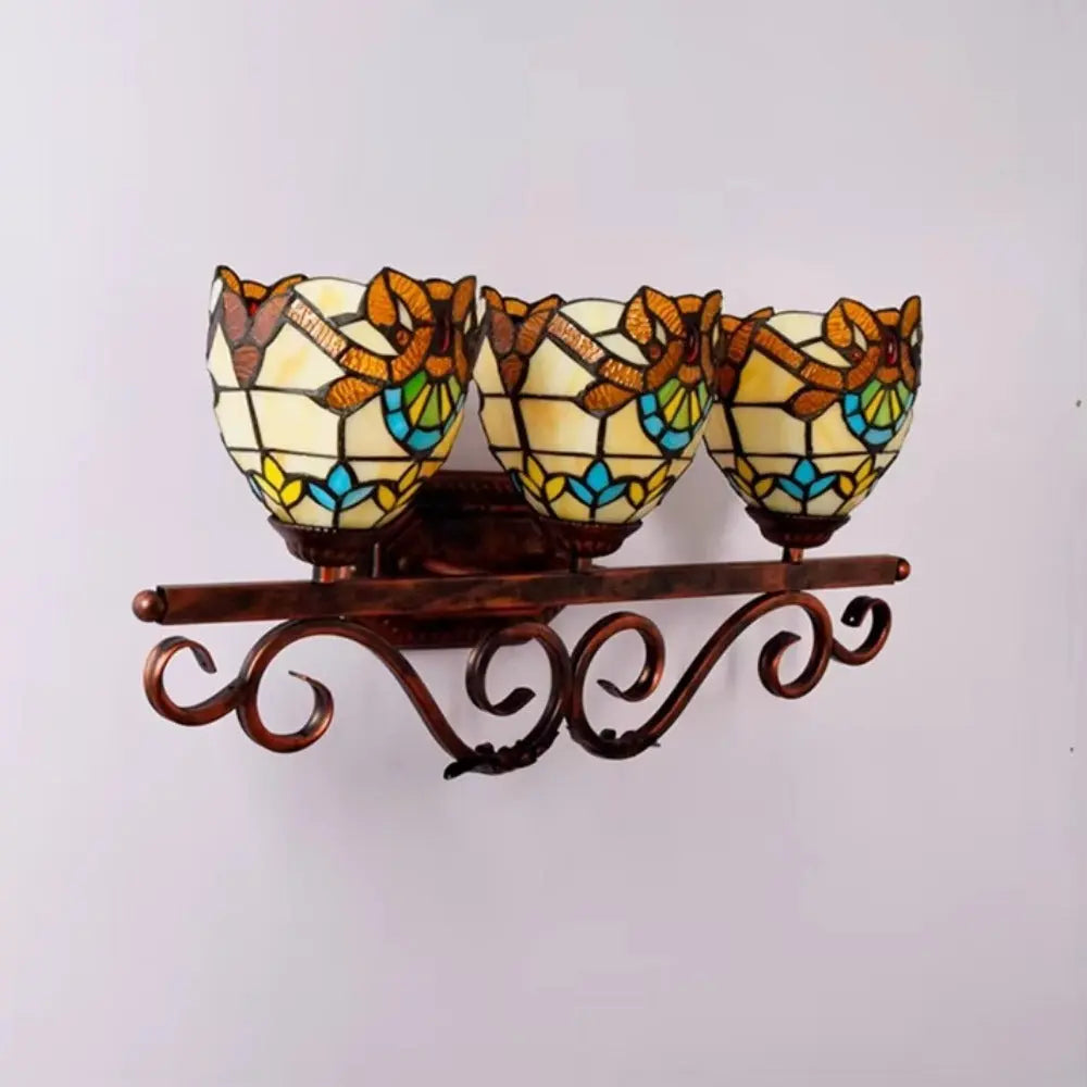Tiffany Style Wall Sconce with Baroque Stained Glass Lampshade - CTL