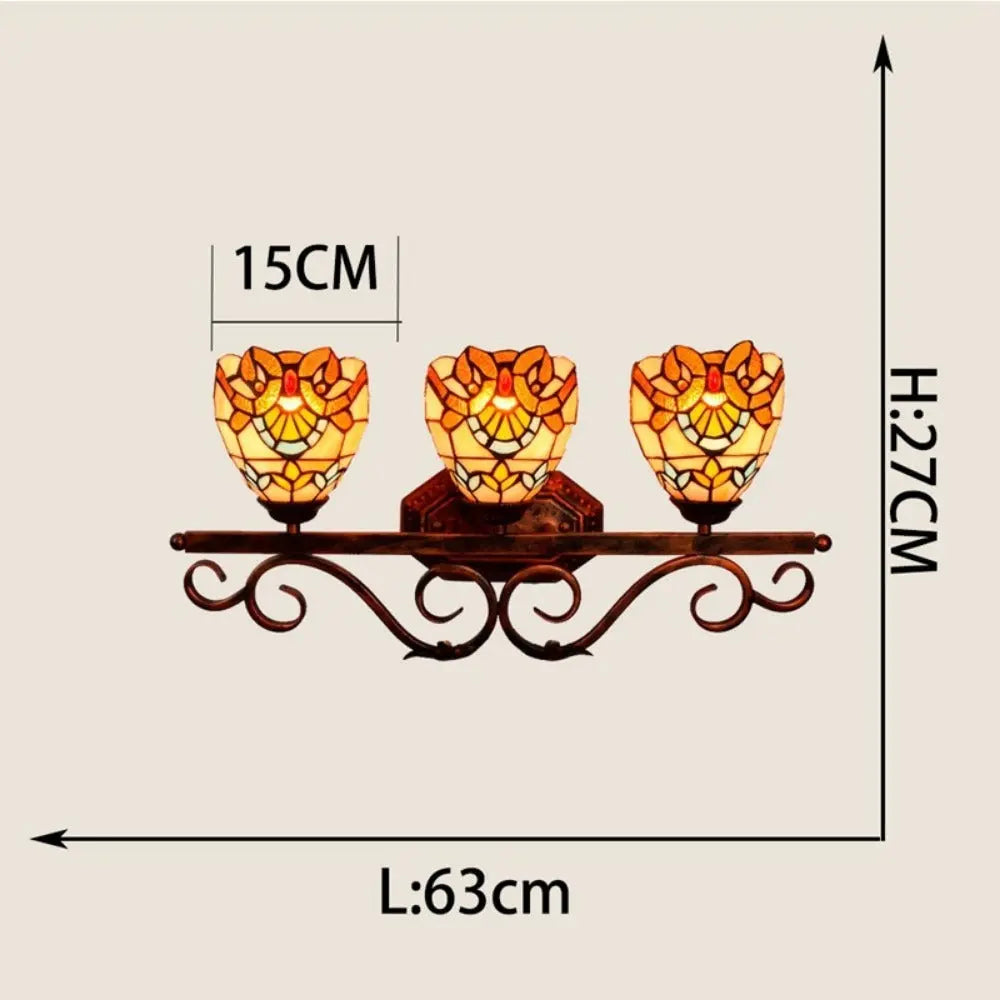 Tiffany Style Wall Sconce with Baroque Stained Glass Lampshade - CTL