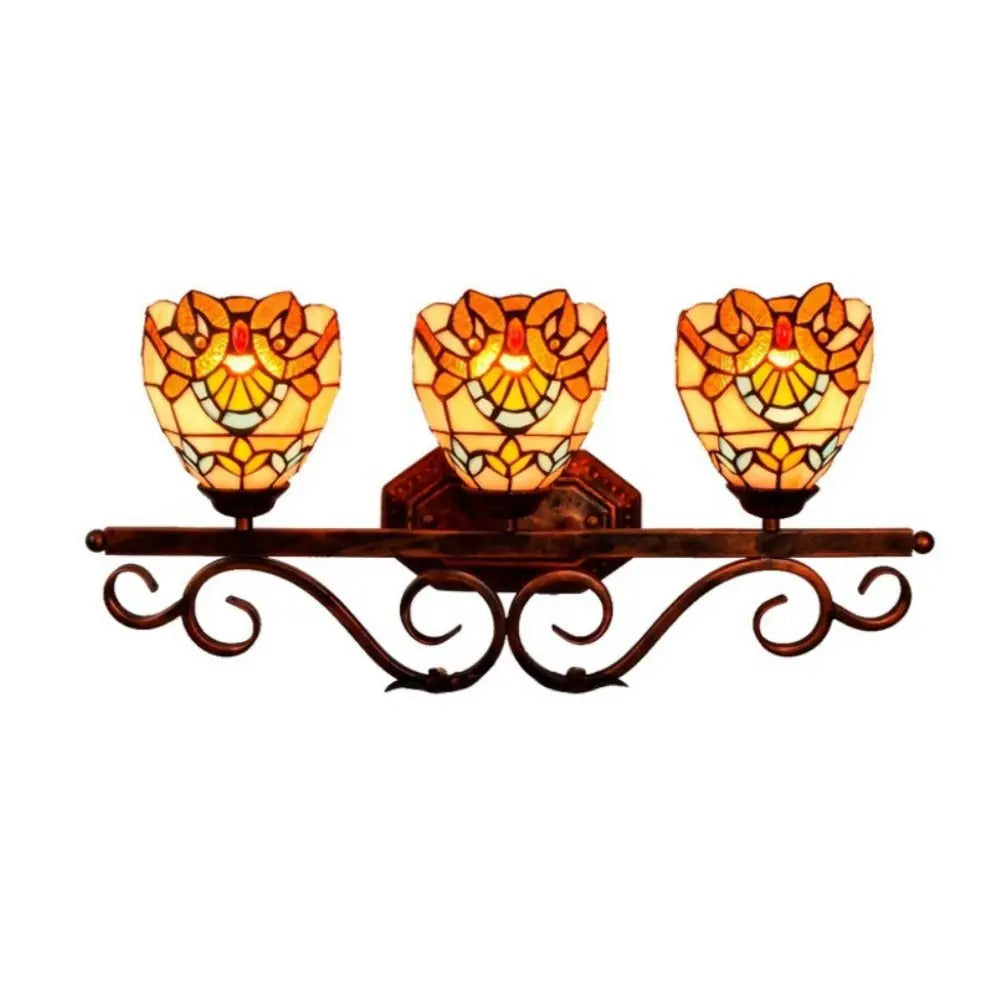 Tiffany Style Wall Sconce with Baroque Stained Glass Lampshade - CTL