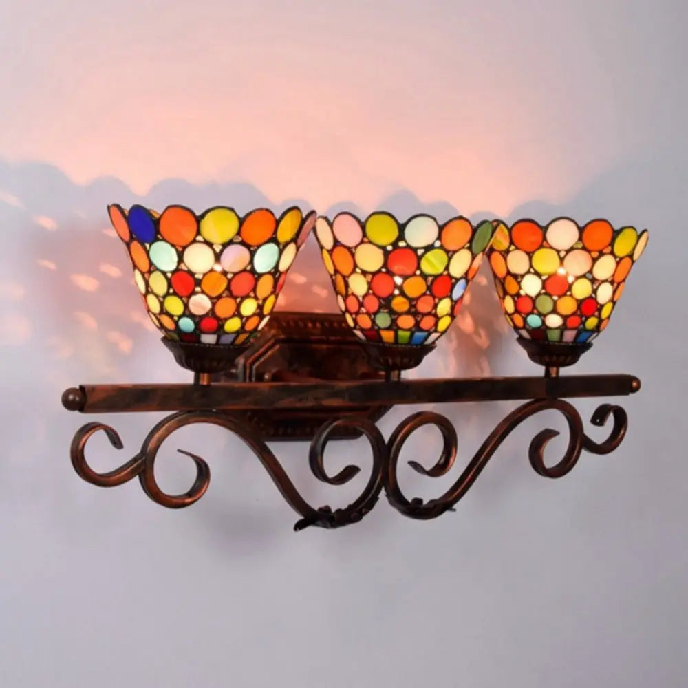 Classical Stained Glass Bohemia 3 Light Wall Sconce Tiffany Wall Lamp - CTL