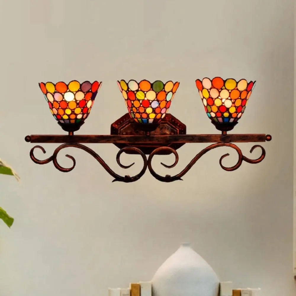 Classical Stained Glass Bohemia 3 Light Wall Sconce Tiffany Wall Lamp - CTL