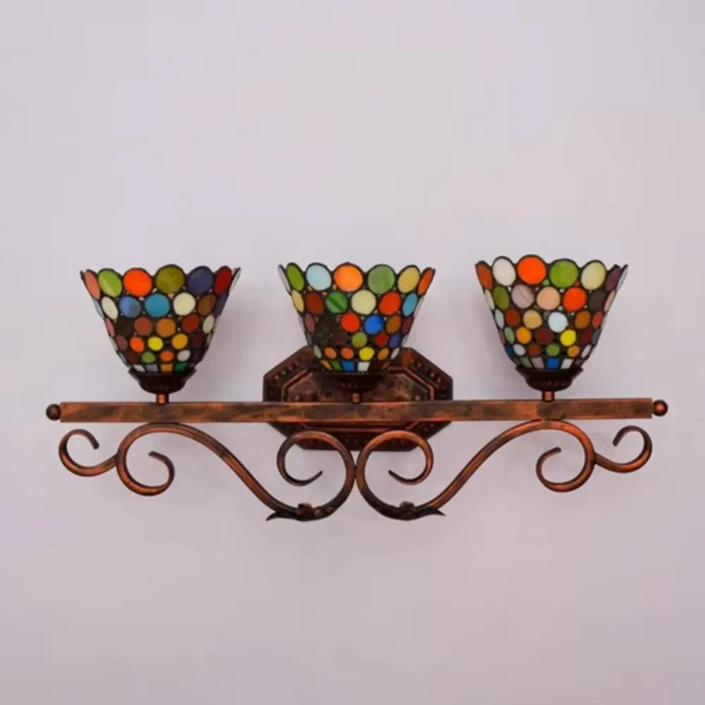 Classical Stained Glass Bohemia 3 Light Wall Sconce Tiffany Wall Lamp - CTL