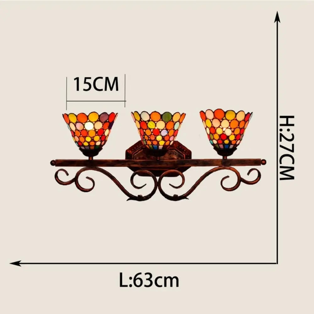 Classical Stained Glass Bohemia 3 Light Wall Sconce Tiffany Wall Lamp - CTL
