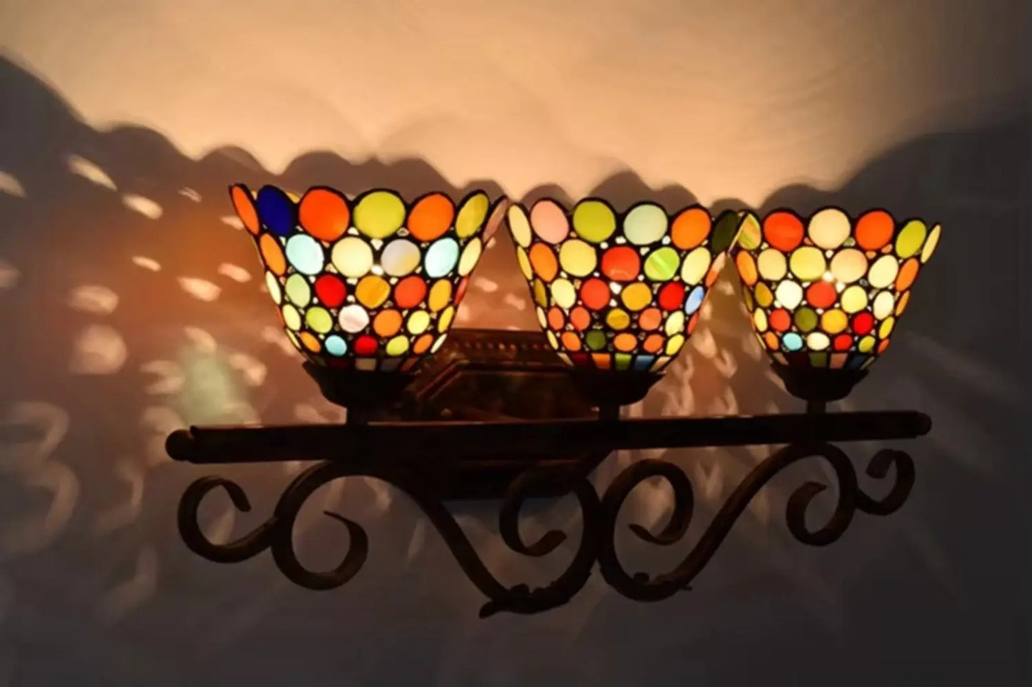 Classical Stained Glass Bohemia 3 Light Wall Sconce Tiffany Wall Lamp - CTL