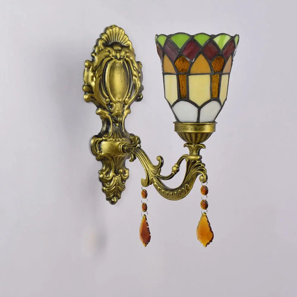 Dia11cm Small Stained Glass Lampshade Tiffany Style Wall Sconce - CTL