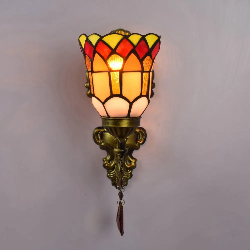 Dia11cm Small Stained Glass Lampshade Tiffany Style Wall Sconce - CTL
