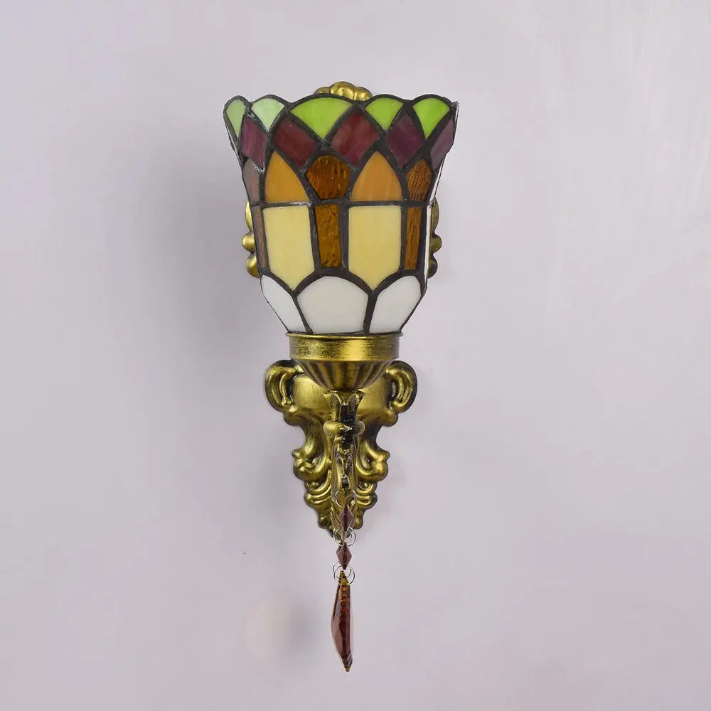 Dia11cm Small Stained Glass Lampshade Tiffany Style Wall Sconce - CTL