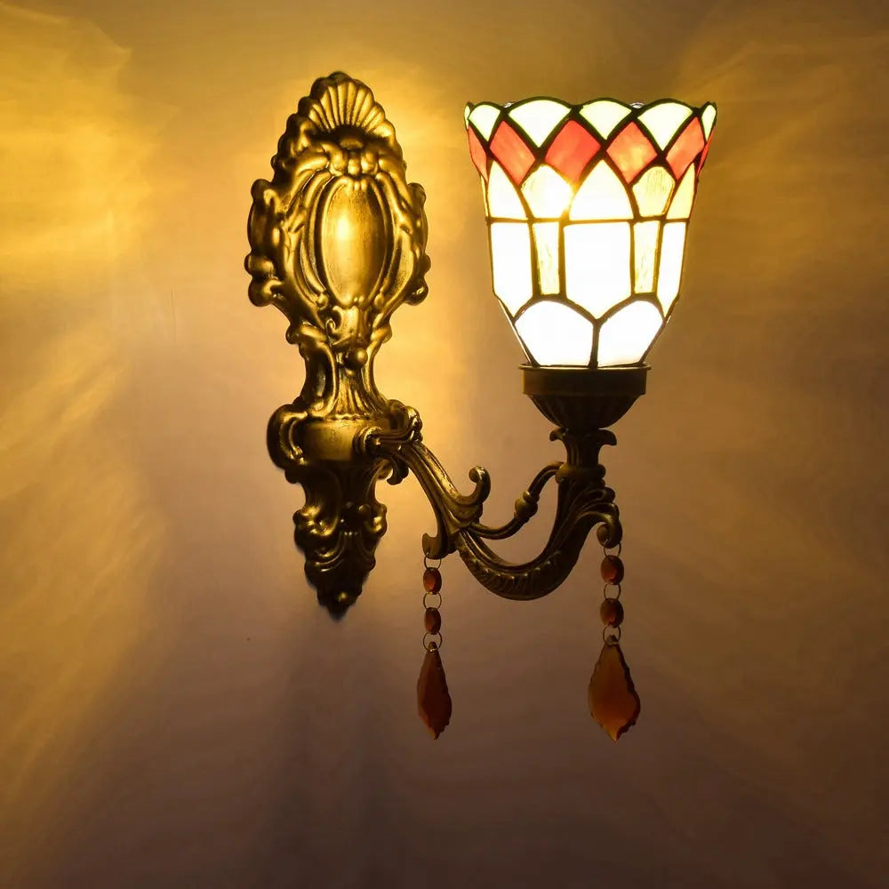 Dia11cm Small Stained Glass Lampshade Tiffany Style Wall Sconce - CTL