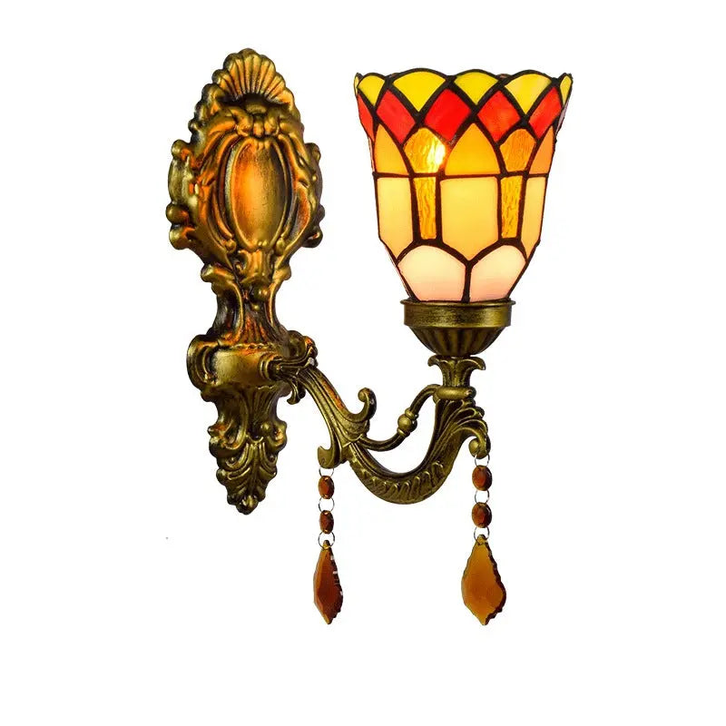 Dia11cm Small Stained Glass Lampshade Tiffany Style Wall Sconce - CTL