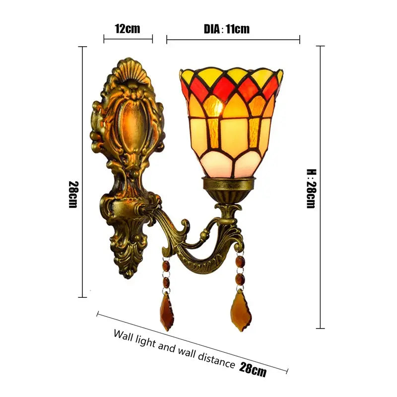 Dia11cm Small Stained Glass Lampshade Tiffany Style Wall Sconce - CTL