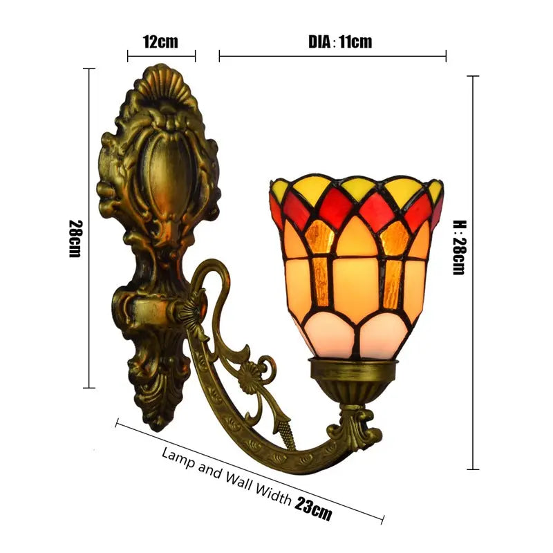 Dia11cm Small Wall Lamp Stained Glass Lampshade Tiffany Style Sconces - CTL