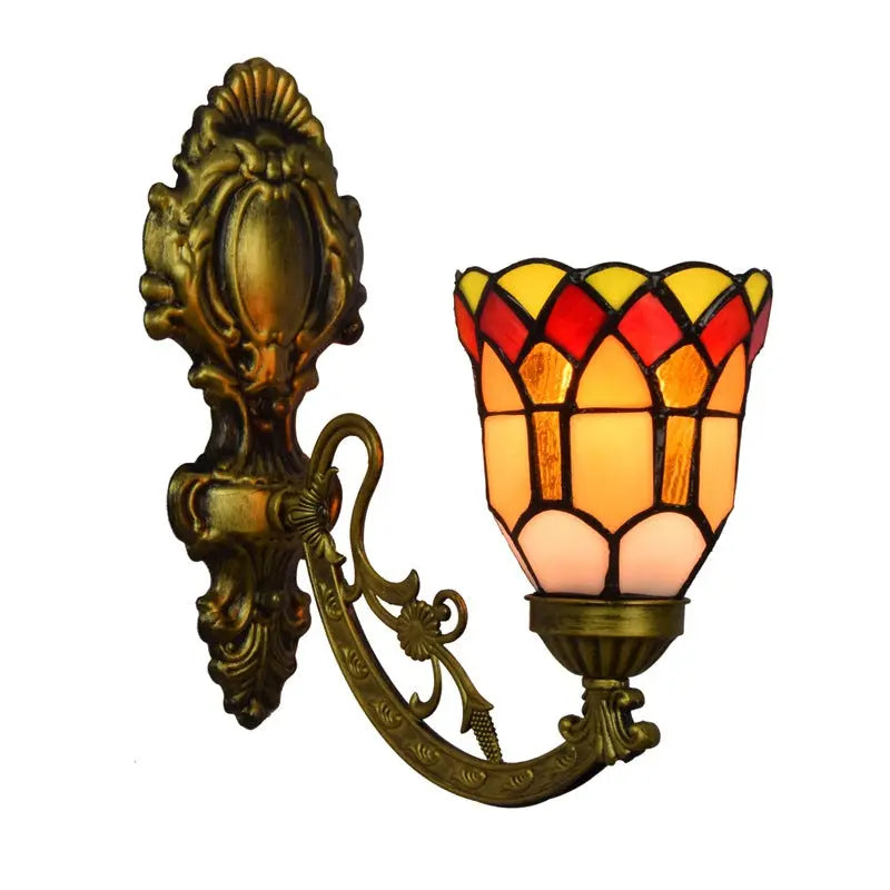 Dia11cm Small Wall Lamp Stained Glass Lampshade Tiffany Style Sconces - CTL