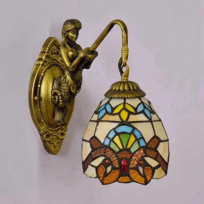 Dia15cm Tiffany Stained Glass Mini Lamp Baroque Lampshade Wall Lights - CTL