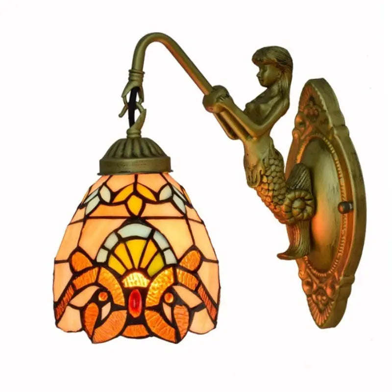 Dia15cm Tiffany Stained Glass Mini Lamp Baroque Lampshade Wall Lights - CTL