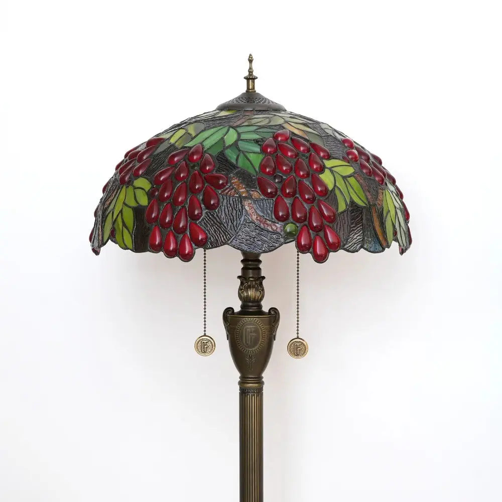 Dia40cm Handmade Harvest Grape Stained Glass Lampshade Tiffany Style Floor Lamps - CTL