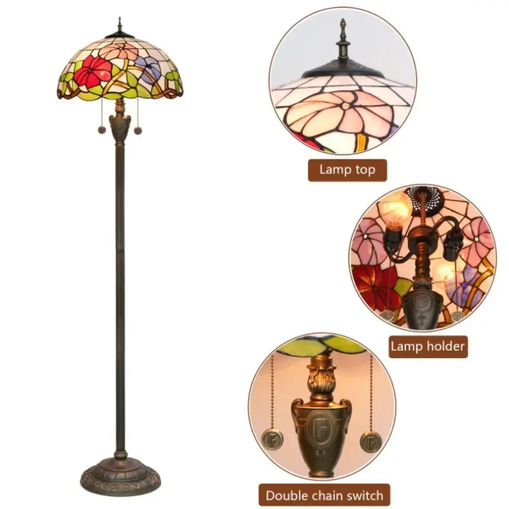Dia40cm Handmade Morning Glory Art Tiffany Stained Glass Floor Lamp - CTL