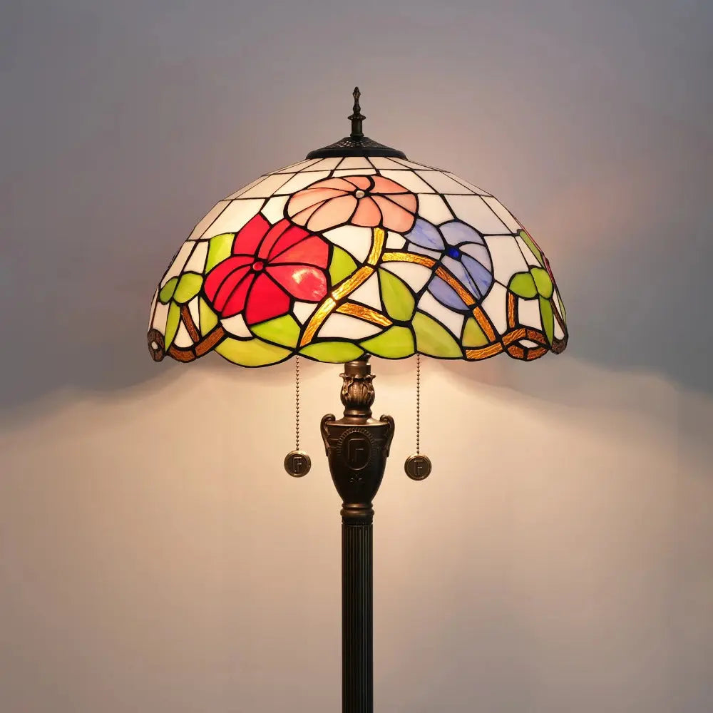 Dia40cm Handmade Morning Glory Art Tiffany Stained Glass Floor Lamp - CTL