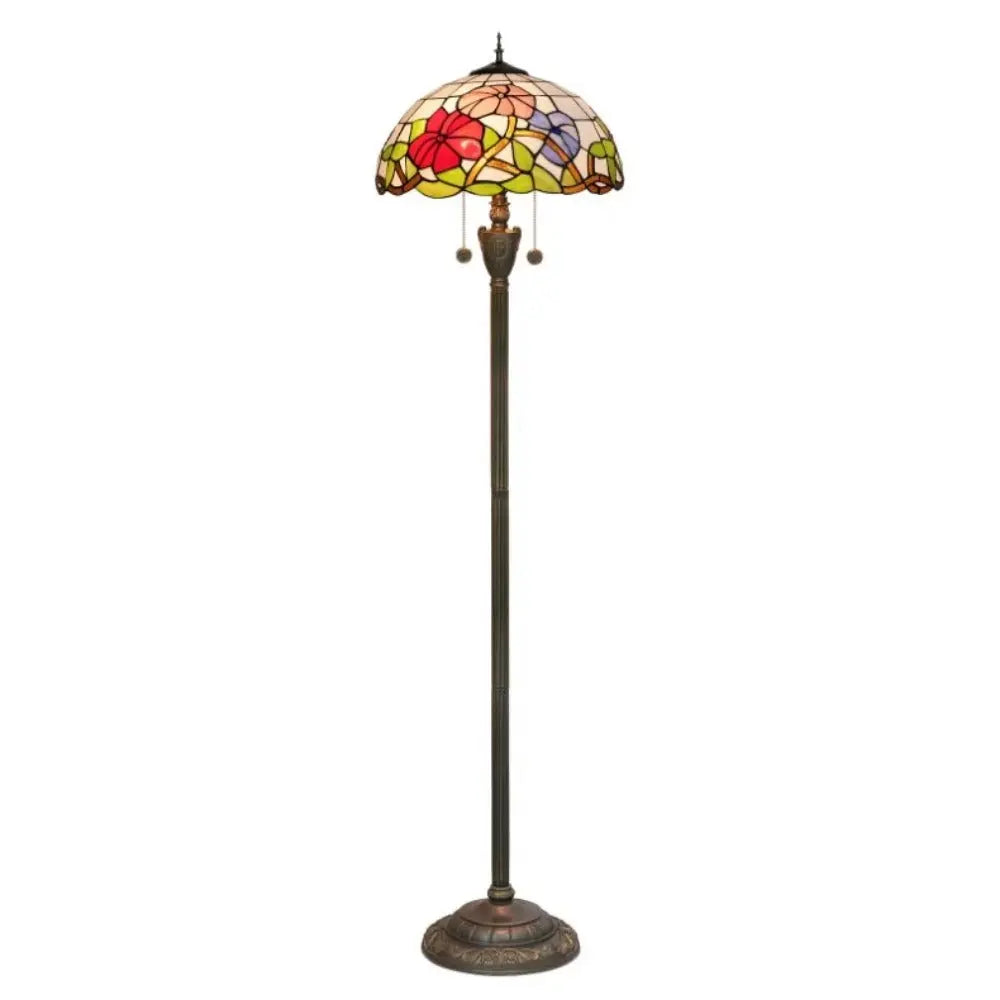 Dia40cm Handmade Morning Glory Art Tiffany Stained Glass Floor Lamp - CTL