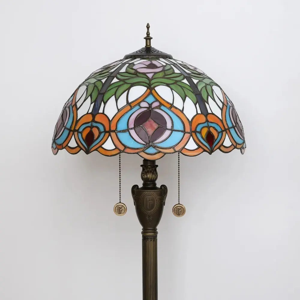 Dia40cm Luxury Stained Glass Love Peach Art Lampshade Tiffany Floor Lamp - CTL