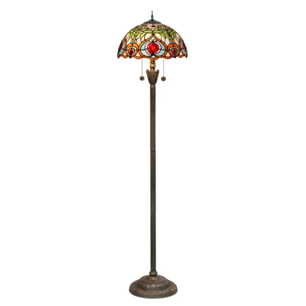Dia40cm Luxury Stained Glass Love Peach Art Lampshade Tiffany Floor Lamp - CTL
