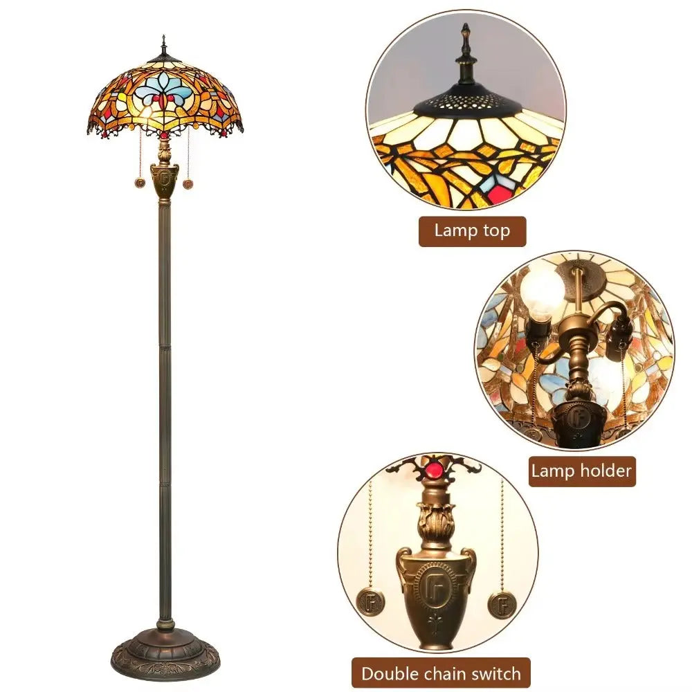 Dia40cm Art Baroque Lampshade Vintage Stained Glass Tiffany Floor Lamps - CTL