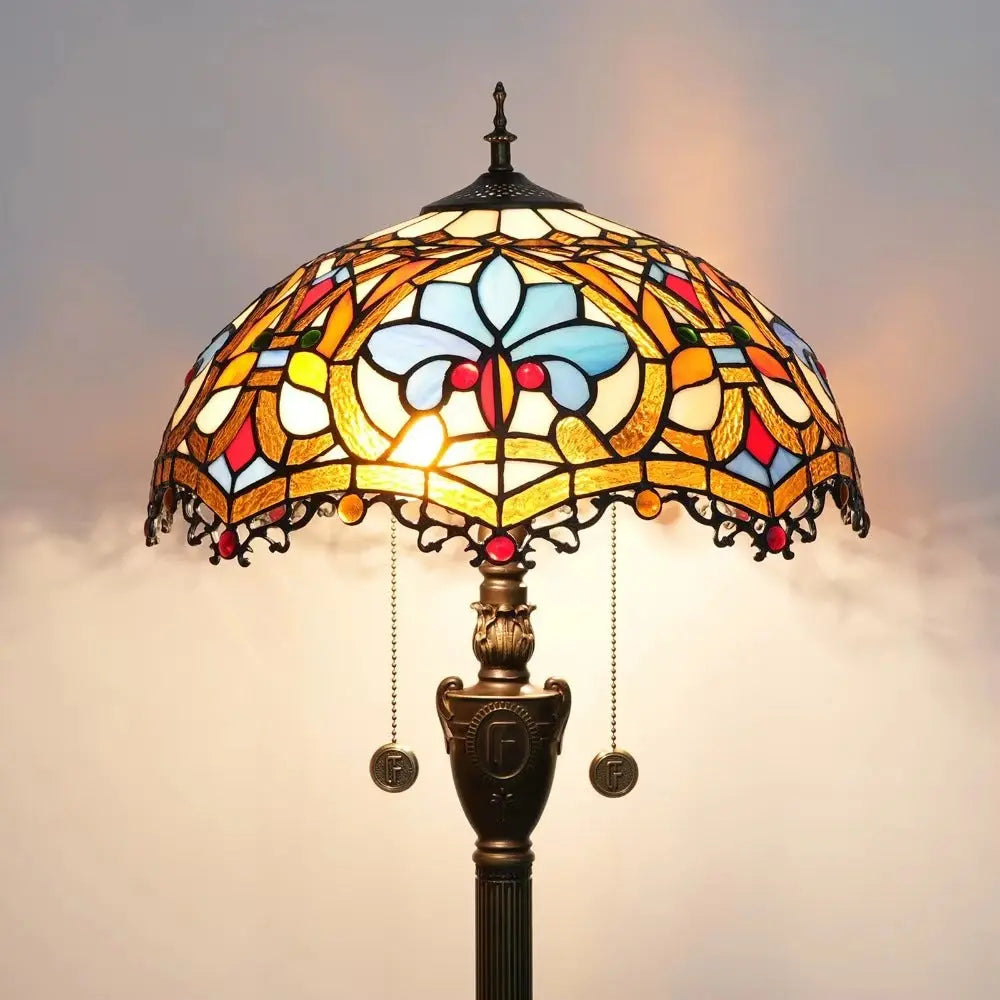 Dia40cm Art Baroque Lampshade Vintage Stained Glass Tiffany Floor Lamps - CTL