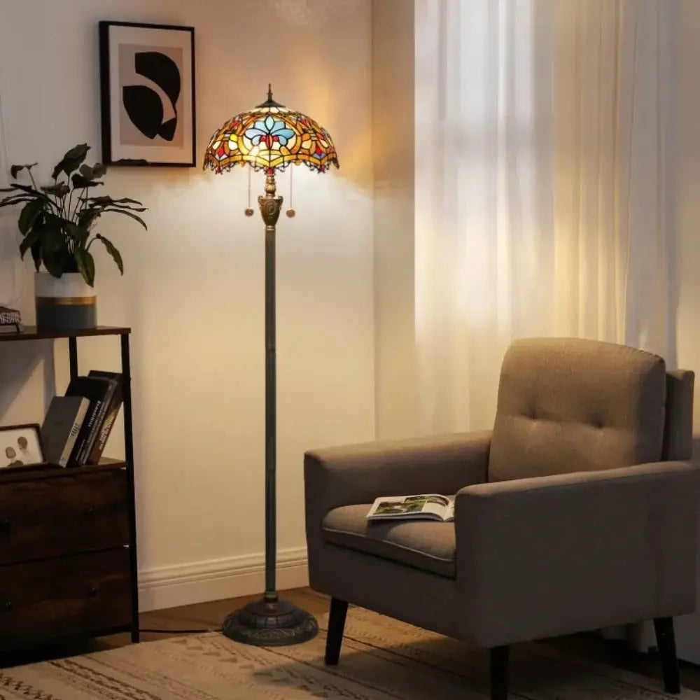 Dia40cm Art Baroque Lampshade Vintage Stained Glass Tiffany Floor Lamps - CTL