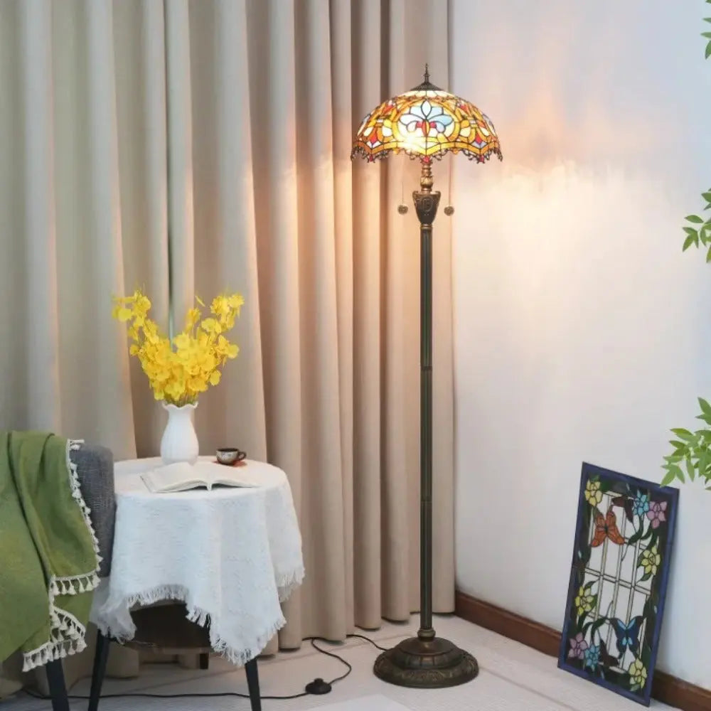 Dia40cm Art Baroque Lampshade Vintage Stained Glass Tiffany Floor Lamps - CTL
