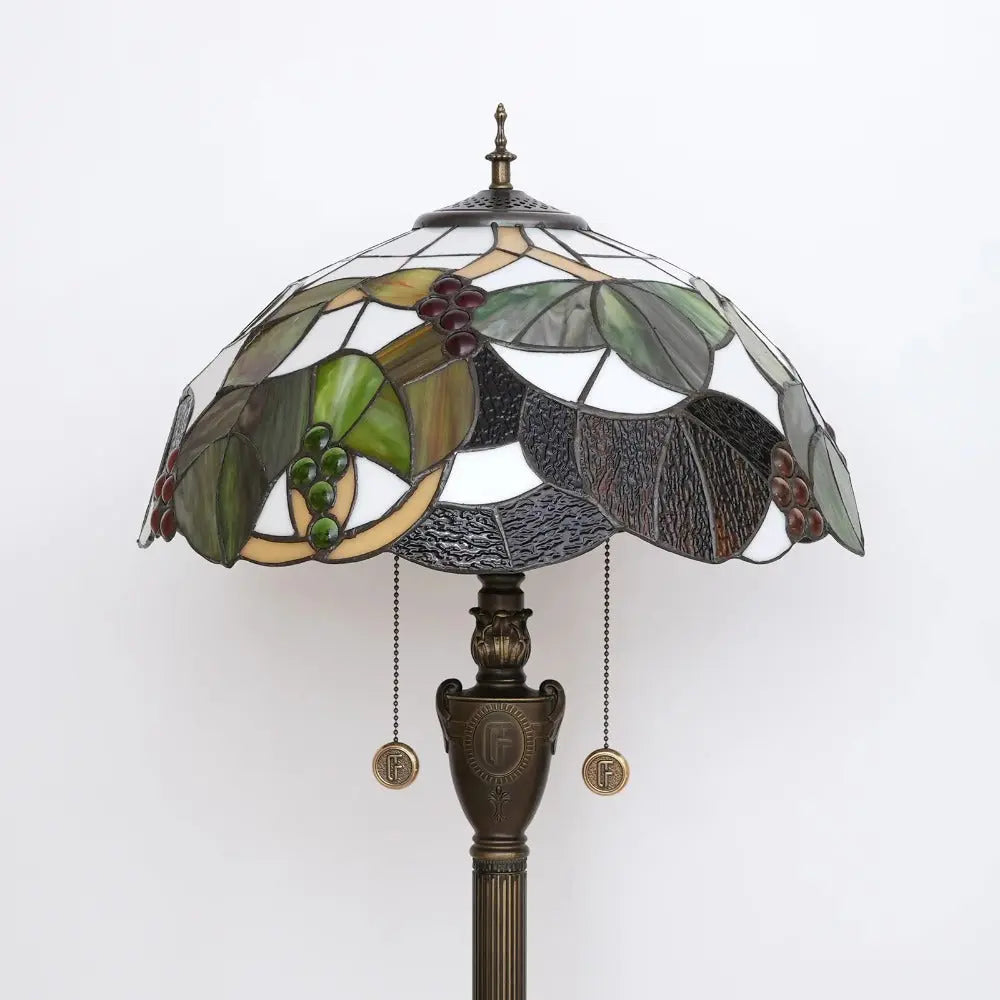 Dia40cm Stained Glass Brown Grape Lampshade Tiffany Floor Lamps for Living Room - CTL